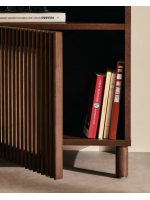 MESCO solid wood and ash veneer bedside table with walnut finish