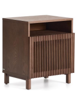 MESCO solid wood and ash veneer bedside table with walnut finish