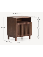 MESCO solid wood and ash veneer bedside table with walnut finish