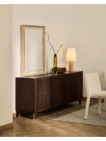 MESCO 180 cm Sideboard aus Massivholz und Eschenfurnier mit Walnuss Finish