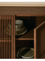 MESCO 180 cm sideboard in solid wood and ash veneer with walnut finish
