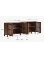 MESCO 180 cm sideboard in solid wood and ash veneer with walnut finish