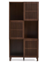 MESCO 84x170 cm sideboard in solid wood and ash veneer with walnut finish