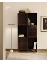 MESCO 84x170 cm sideboard in solid wood and ash veneer with walnut finish