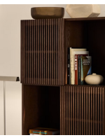 MESCO 84x170 cm sideboard in solid wood and ash veneer with walnut finish