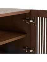 MESCO bench with 2 doors in solid wood and ash veneer walnut finish cabinet and shoe rack