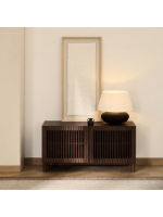 MESCO bench with 2 doors in solid wood and ash veneer walnut finish cabinet and shoe rack