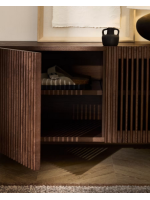 MESCO bench with 2 doors in solid wood and ash veneer walnut finish cabinet and shoe rack