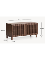 MESCO bench with 2 doors in solid wood and ash veneer walnut finish cabinet and shoe rack