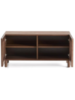MESCO bench with 2 doors in solid wood and ash veneer walnut finish cabinet and shoe rack