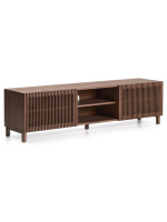 MESCO Meuble TV 180 cm en bois massif et placage frêne finition noyer
