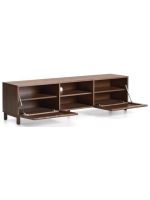 MESCO Meuble TV 180 cm en bois massif et placage frêne finition noyer