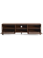 MESCO Meuble TV 180 cm en bois massif et placage frêne finition noyer