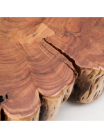 DONI tavolino con ruote in legno massello di acacia