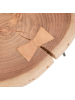 FRUSCIO alto 54 cm tavolino o sgabello in legno massello di acacia con gambe in metallo nero