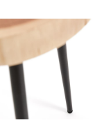 FRUSCIO 54 cm de haut table ou tabouret en bois d'acacia massif avec des jambes en métal noir