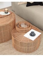 NATURY home design rattan set of 2 coffee tables