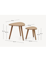 ANTES set di 2 tavolini in legno massello di acacia con finitura naturale