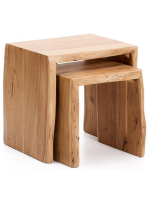 SERANG set of 2 solid acacia coffee tables with bleached finish