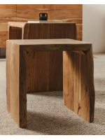 SERANG set of 2 solid acacia coffee tables with bleached finish