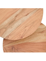 ODAD ensemble de 2 tables basses en bois d'acacia massif et pieds en acier noir