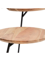 ODAD set of 2 coffee tables in solid acacia wood and black steel legs