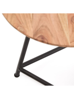 ODAD ensemble de 2 tables basses en bois d'acacia massif et pieds en acier noir