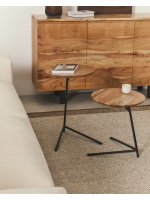 ODAD ensemble de 2 tables basses en bois d'acacia massif et pieds en acier noir