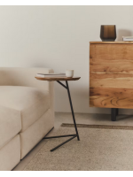 ODAD ensemble de 2 tables basses en bois d'acacia massif et pieds en acier noir