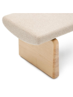 ELITE Pouf aus massivem Eschenholz und beiger Chenille