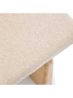 ELITE pouf in legno massello di frassino e in ciniglia beige