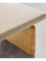 ELITE pouf in legno massello di frassino e in ciniglia beige