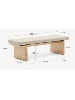 ELITE Pouf aus massivem Eschenholz und beiger Chenille