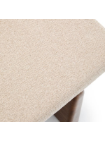 ADEL Puf de madera maciza de fresno en madera maciza de fresno con acabado oscuro y chenilla beige