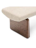 ADEL pouf in legno massello di frassino finitura scura e in ciniglia beige