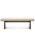 ADEL pouf in legno massello di frassino finitura scura e in ciniglia beige