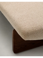 ADEL pouf in legno massello di frassino finitura scura e in ciniglia beige