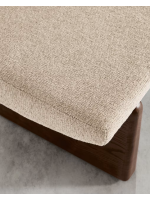 ADEL pouf in legno massello di frassino finitura scura e in ciniglia beige