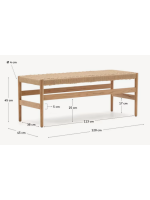BENGALA bench in solid oak and rope seat