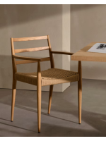 BASTANT silla con reposabrazos de roble macizo y asiento de cuerda