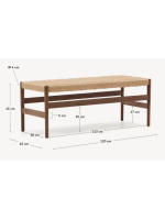ELEONORA Bank aus massiver Eiche mit Walnuss-Finish und Seilsitz