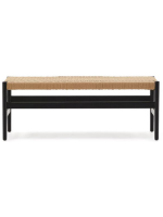 PALMIA bench in solid oak with black finish and rope seat