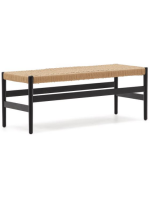 PALMIA bench in solid oak with black finish and rope seat