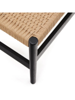 PALMIA bench in solid oak with black finish and rope seat