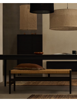 PALMIA bench in solid oak with black finish and rope seat