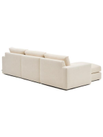 CAMUT Sofá de 4 plazas desenfundable 310 cm con chaise longue en chenilla color crudo
