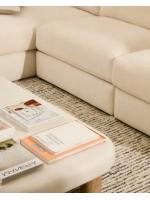 CAMUT Sofá de 4 plazas desenfundable 310 cm con chaise longue en chenilla color crudo