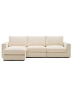 CAMUT 4 seater sofa with removable cover 310 cm with chaise longue in ecru chenille