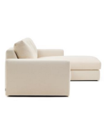 MITRAC Sofá de 3 plazas desenfundable 220 cm con chaise longue en chenilla color crudo