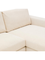 MITRAC 3 Sitzer Sofa mit abnehmbarem Bezug 220 cm mit Chaiselongue aus ecrufarbenem Chenille